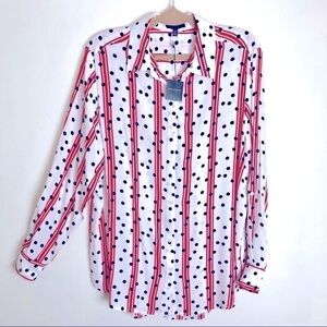 Madison Curvy Career Striped Polka Dot Colorful Pattern Rayon Shirt 1X
